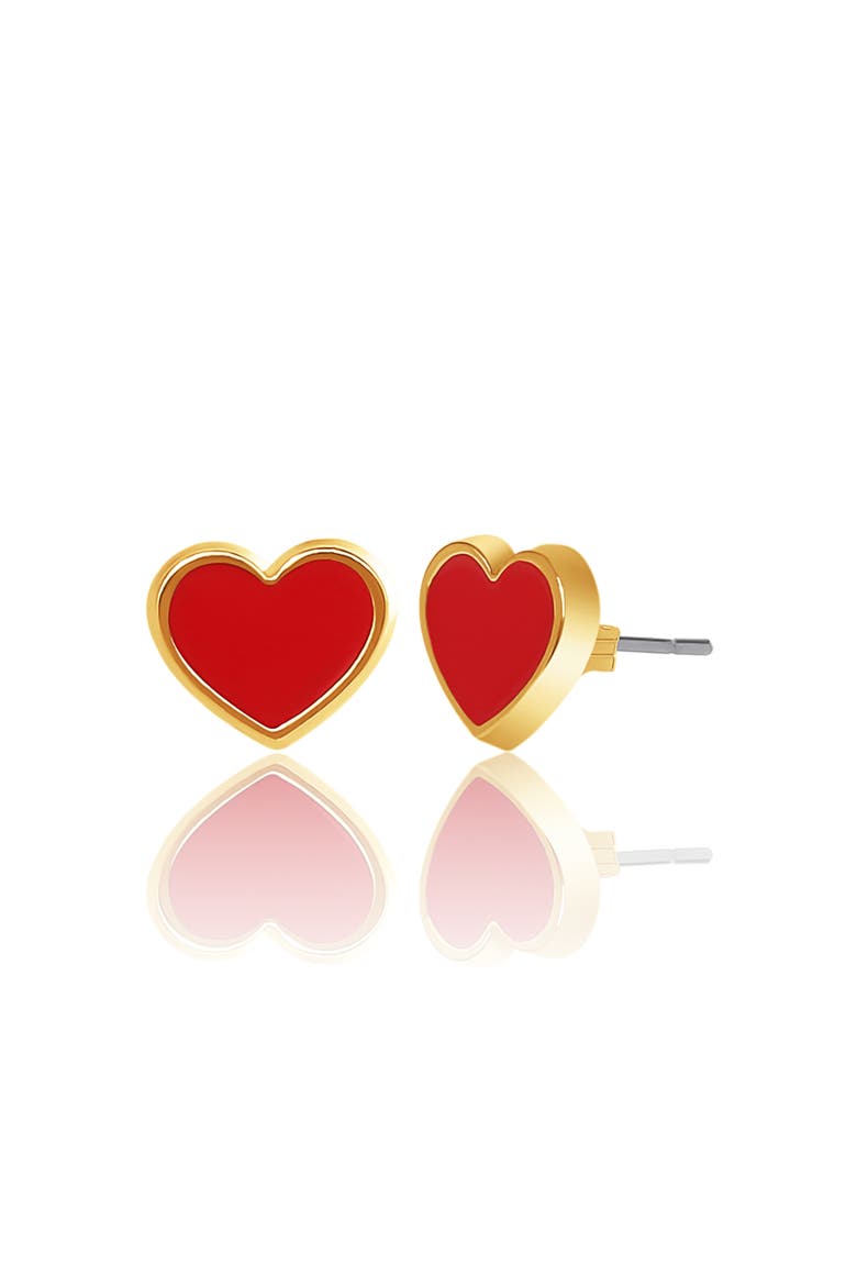 Mickey & Minnie Heart Necklace and Stud Earrings Set, Alternate, color, Red/Black