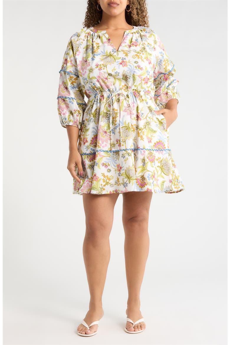 Pany Floral Dabria Cotton Dress, Main, color, PINK-GREEN-BLUE