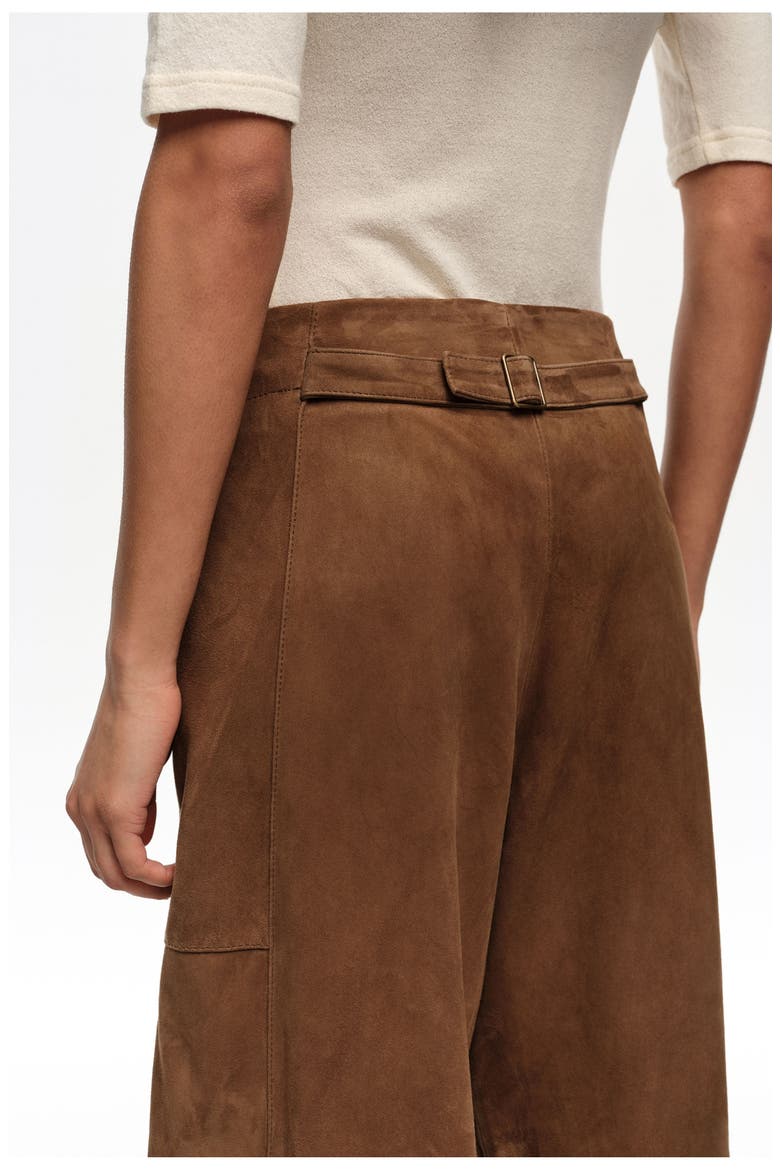 Suede Barrel Trousers, Alternate, color, DARK OLIVE