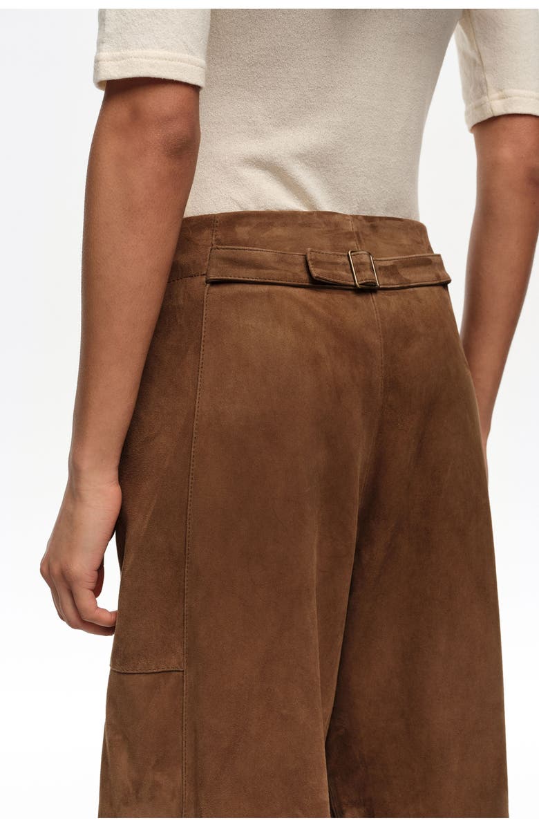 Bimba y Lola Suede Barrel Trousers, Alternate, color, Dark Olive