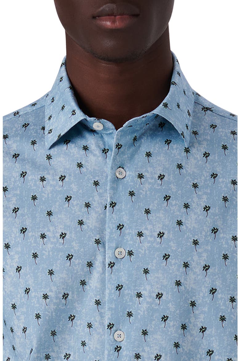 Bugatchi OoohCotton® Palm Tree Print Short Sleeve Button-Up Shirt (Men ...