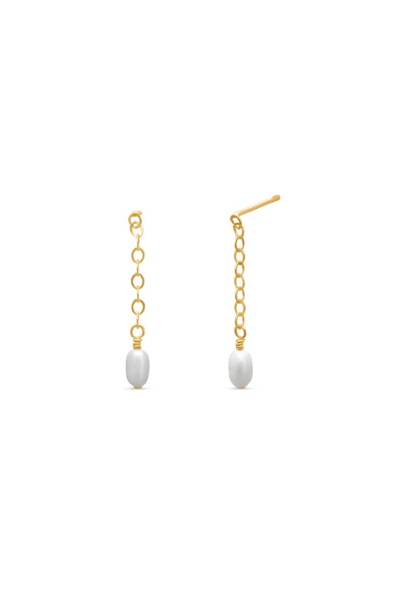 Lila Short Pearl Drop Earrings, Main, color, Gold