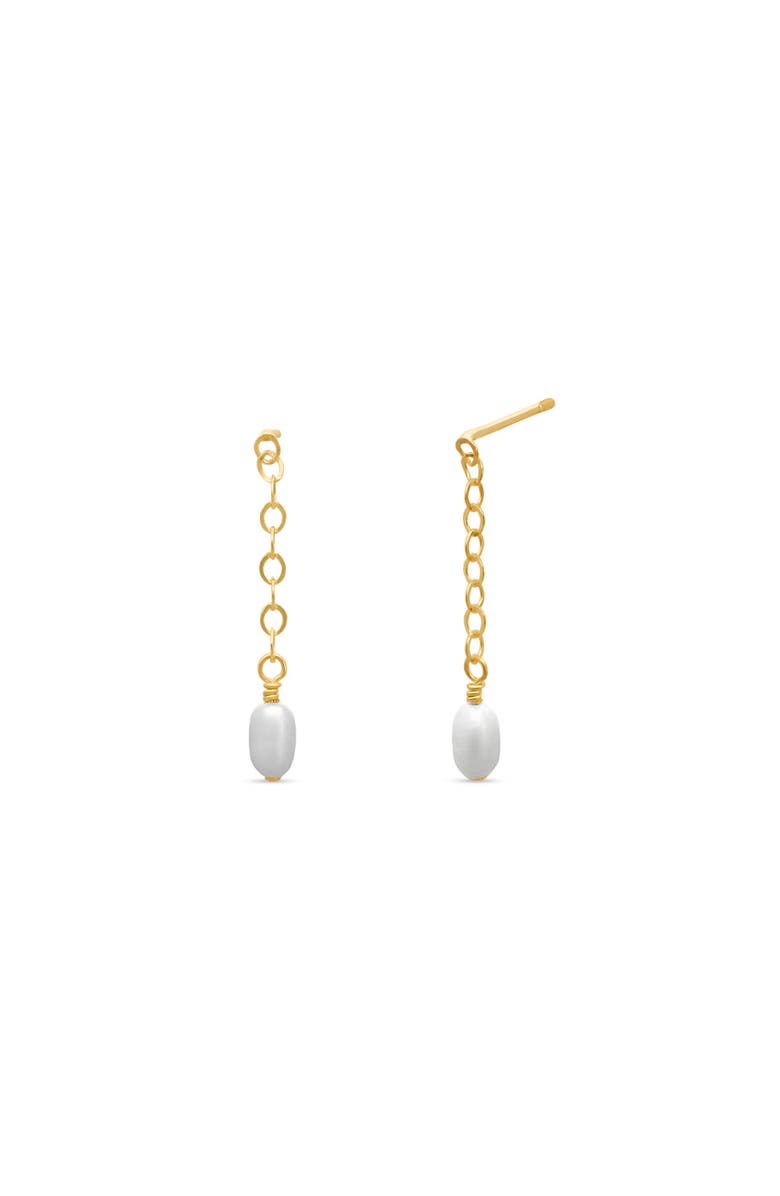 ABLE Lila Short Pearl Drop Earrings, Main, color, Gold