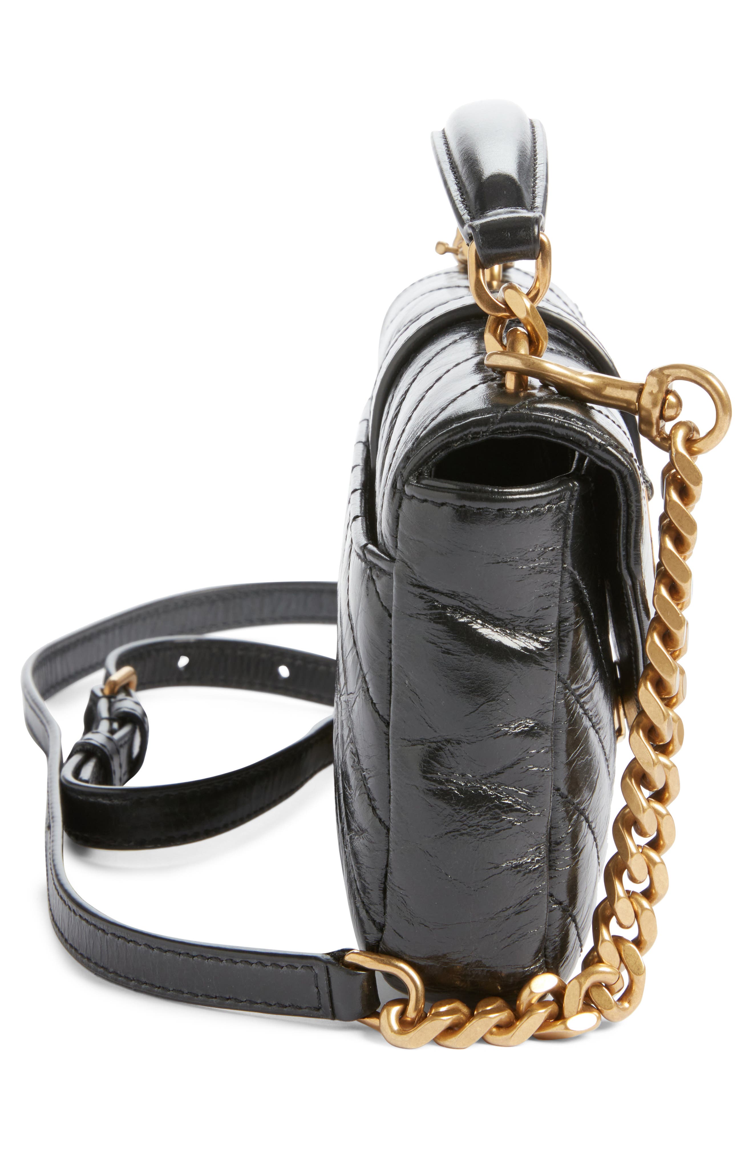 Saint Laurent Mini College Matelassé Leather Crossbody Bag, Alternate, color, 