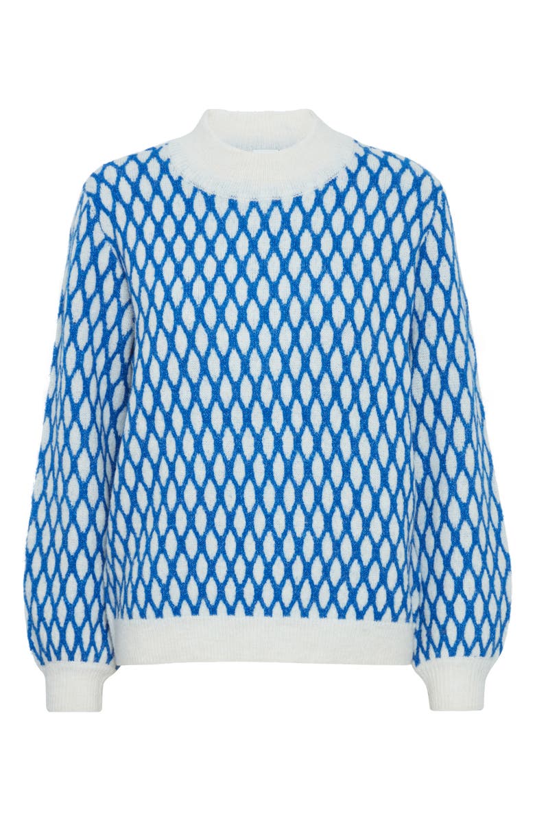 ICHI Kamara Geometric Sweater, Main, color, Strong Blue
