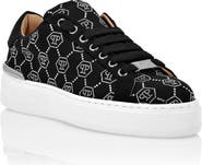 PHILIPP PLEIN Satin Lo-Top Sneakers Strass Monogram Women