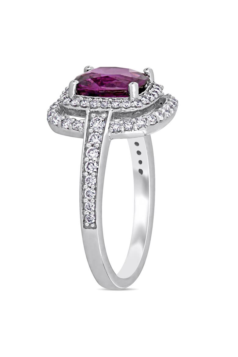 Rhodolite & Diamond Halo Cocktail Ring 14k, Alternate, color, Rhodolite