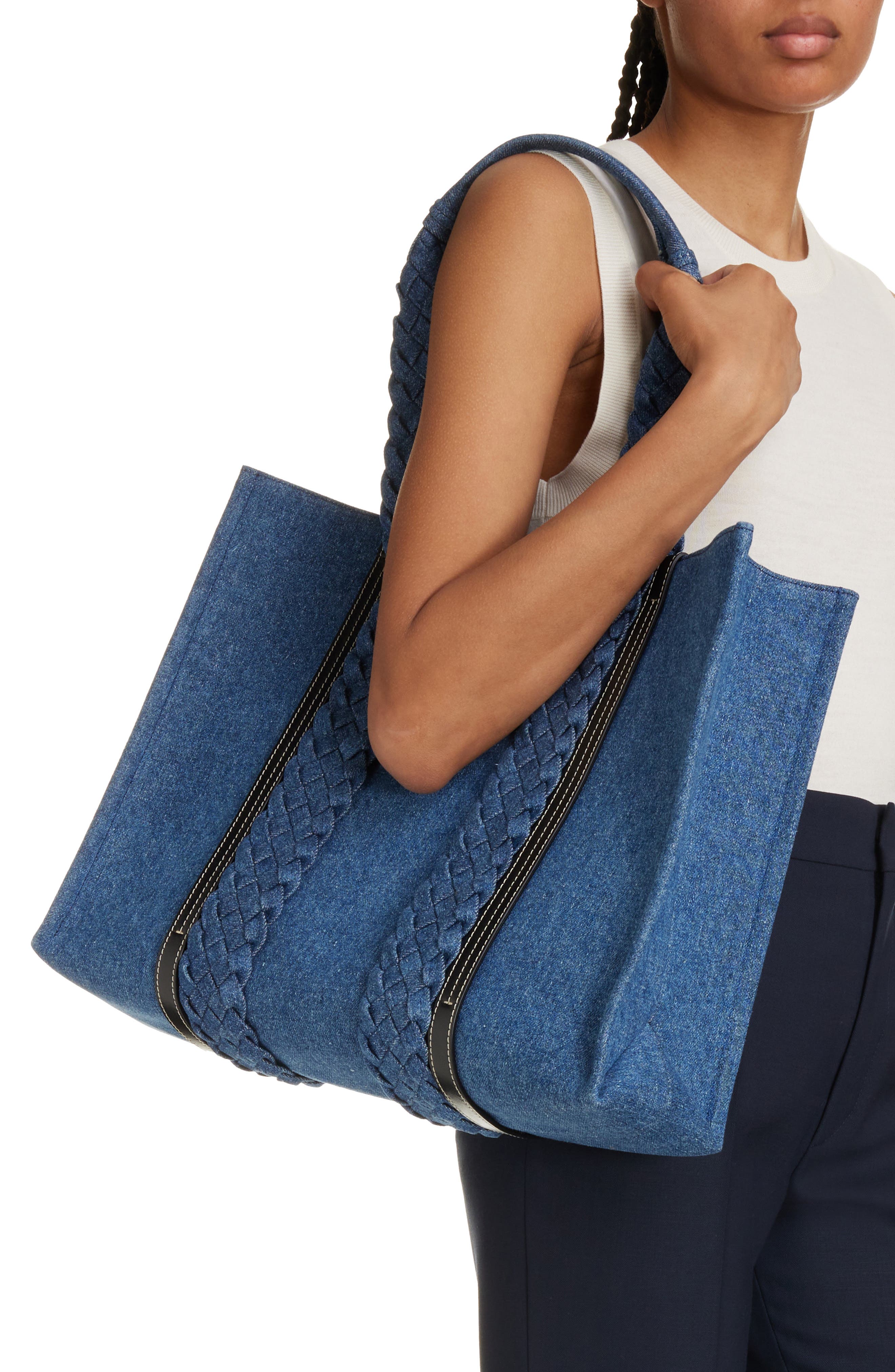 Chloé Large Woody Denim Tote, Alternate, color, 