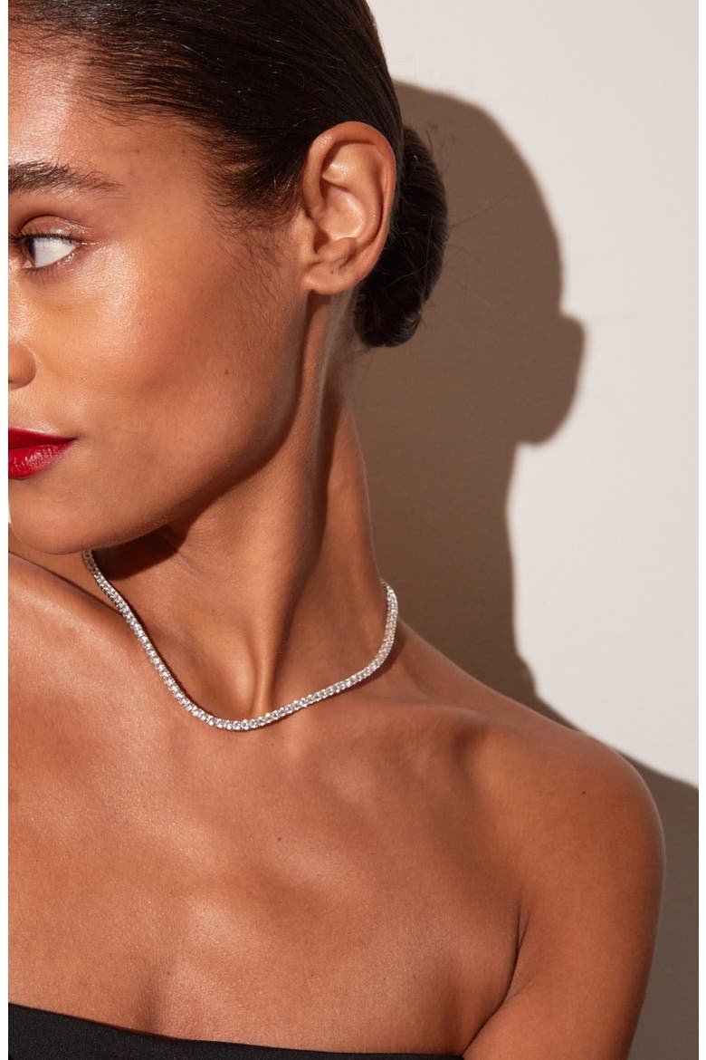 Lab Grown White Sapphire Tennis Necklace - 22ct, Alternate, color, White