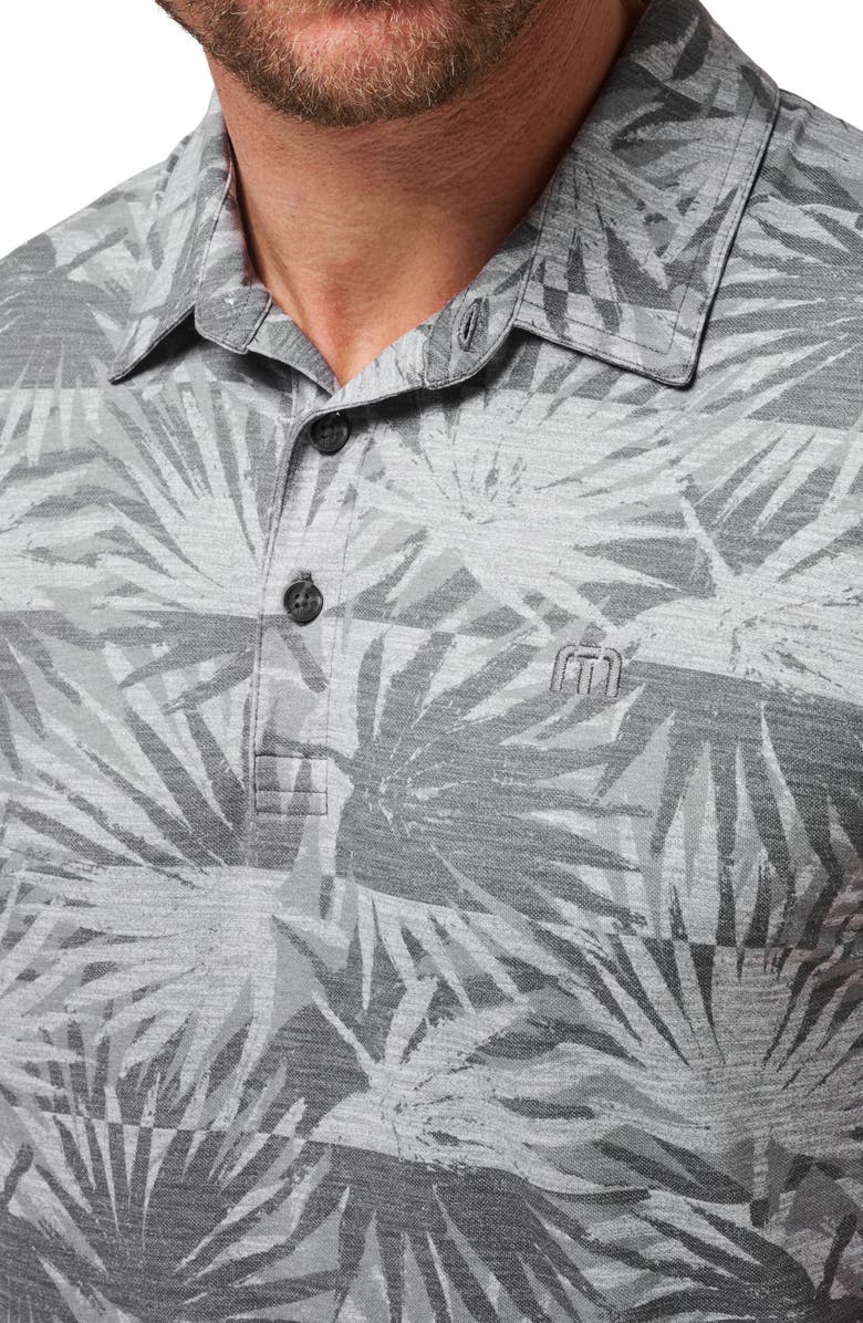 TravisMathew Sign Here Leaf Print Piqué Polo, Alternate, color, Heather Light Grey