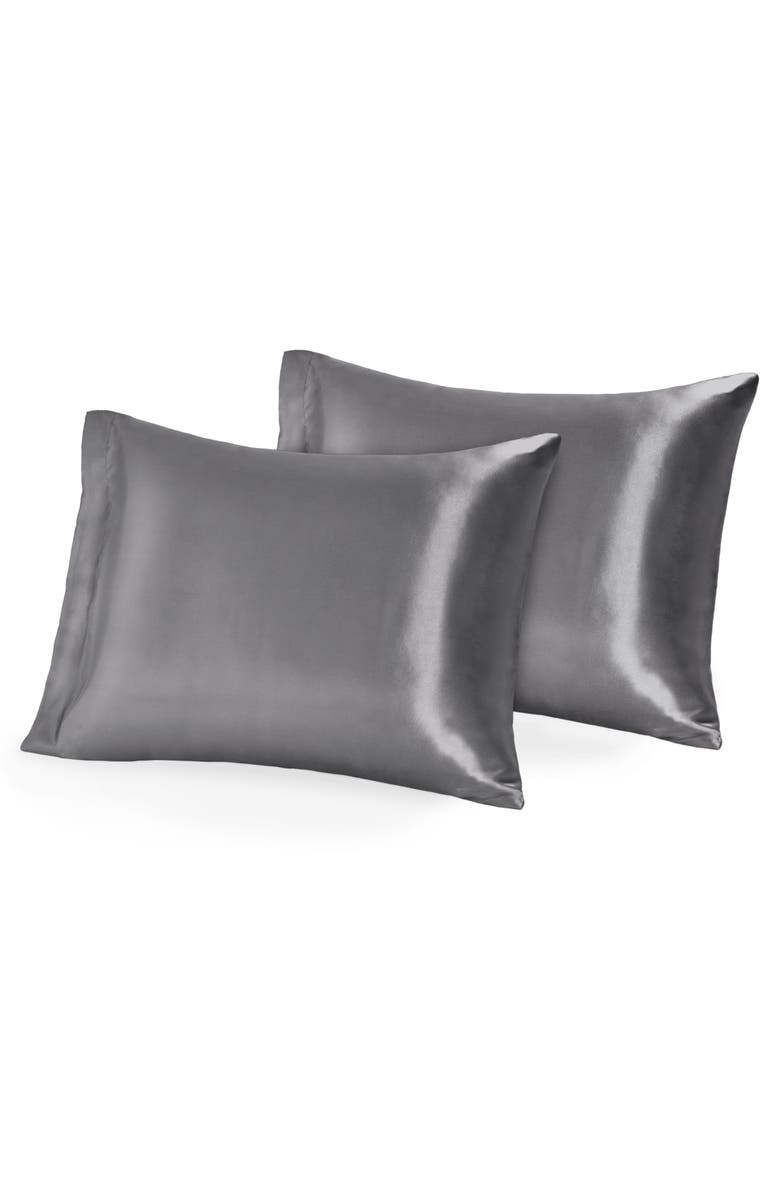 Bare Home 19 Momme 100% Mulberry Silk Pillowcase, Set of 2, Main, color, Grey
