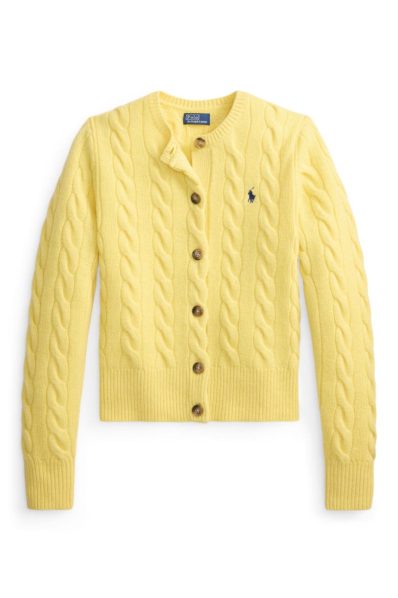 Wool & Cashmere Cardigan, Alternate, color, FALL YELLOW