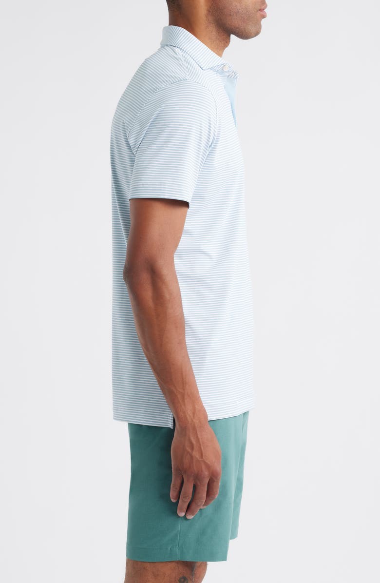 Peter Millar Ambrose Stripe Performance Jersey Polo, Alternate, color, White/ Blue Frost