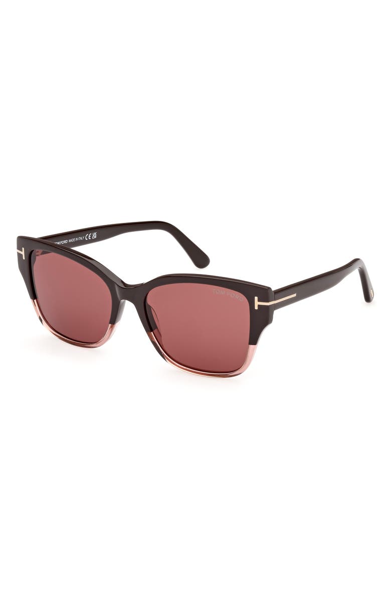 TOM FORD 55mm Butterfly Sunglasses, Alternate, color, Shiny Dark Brown / Gradient