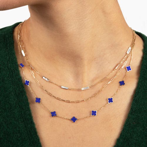 The Lovery Fine Jewelry Mini Lapis Clover Necklace In Blue