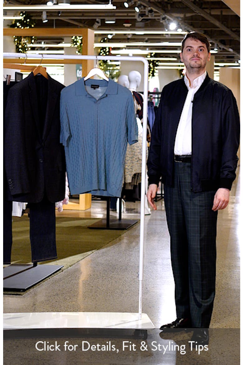 Basket-Weave Stitch Johnny Collar Virgin Wool Polo Sweater video
