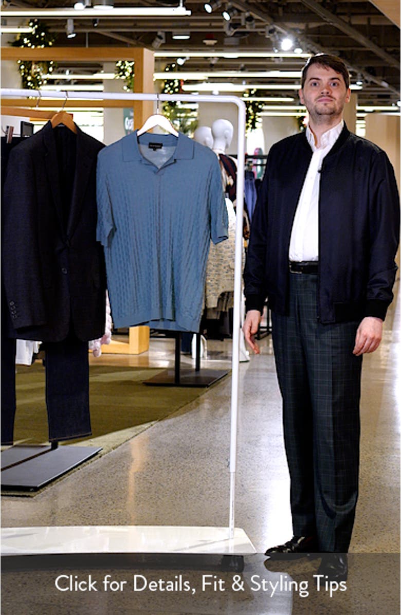 Basket-Weave Stitch Johnny Collar Virgin Wool Polo Sweater, sales video thumbnail