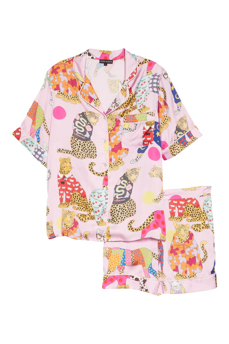 A Leopard Never Changes Its Spots Short Pajamas, Alternate, color, PINK