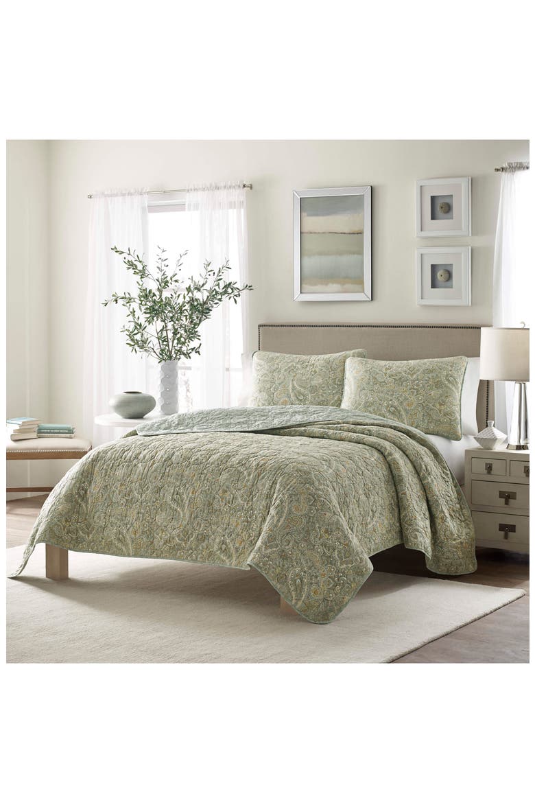 Emilia Reversible Quilt & Sham Set, Alternate, color, GREEN