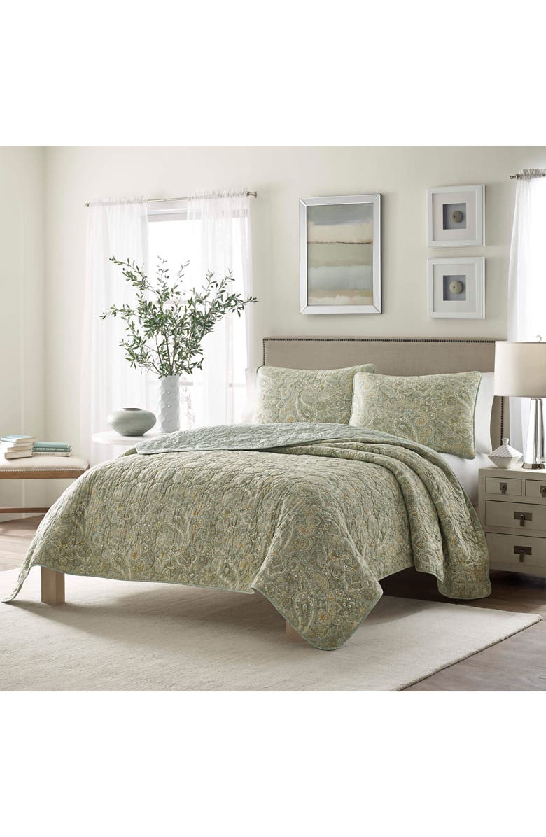 STONE COTTAGE Emilia Reversible Quilt & Sham Set, Alternate, color, Green