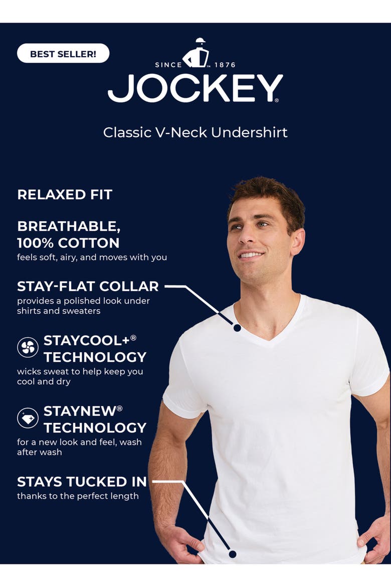 Men's 100% Cotton Classic V-neck Undershirt - 12 Pack, Alternate, color, Black