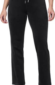 Juicy Couture Rib Waist Long Velour Pant With Back Bling, Liquorice