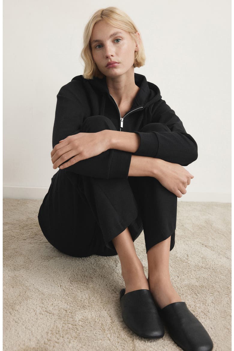 Raglan Sleeve Cotton Zip Hoodie, Alternate, color, BLACK
