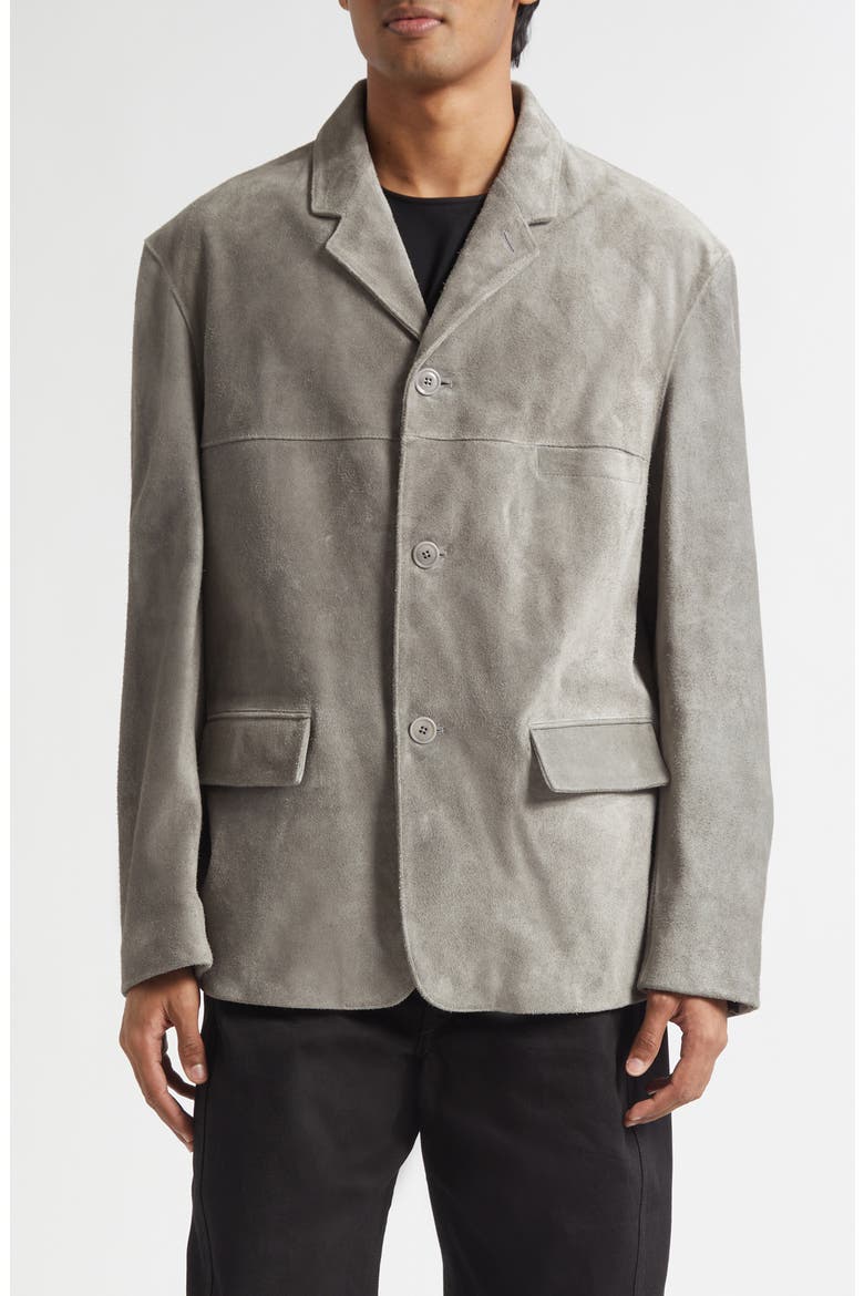 Single Breasted Suede Jacket, Main, color, PEBBLE GRAY