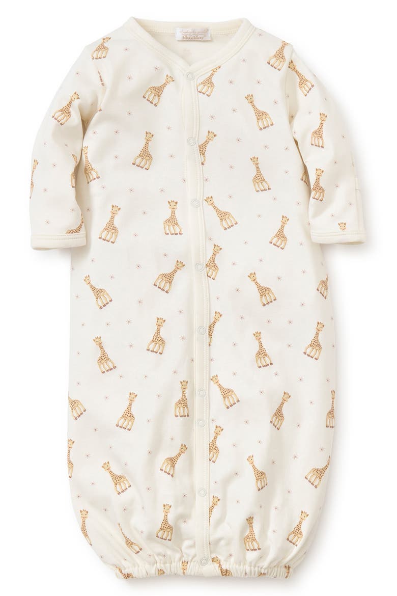 Sophie La Girafe Print Convertible Pima Cotton Gown, Main, color, ECRU