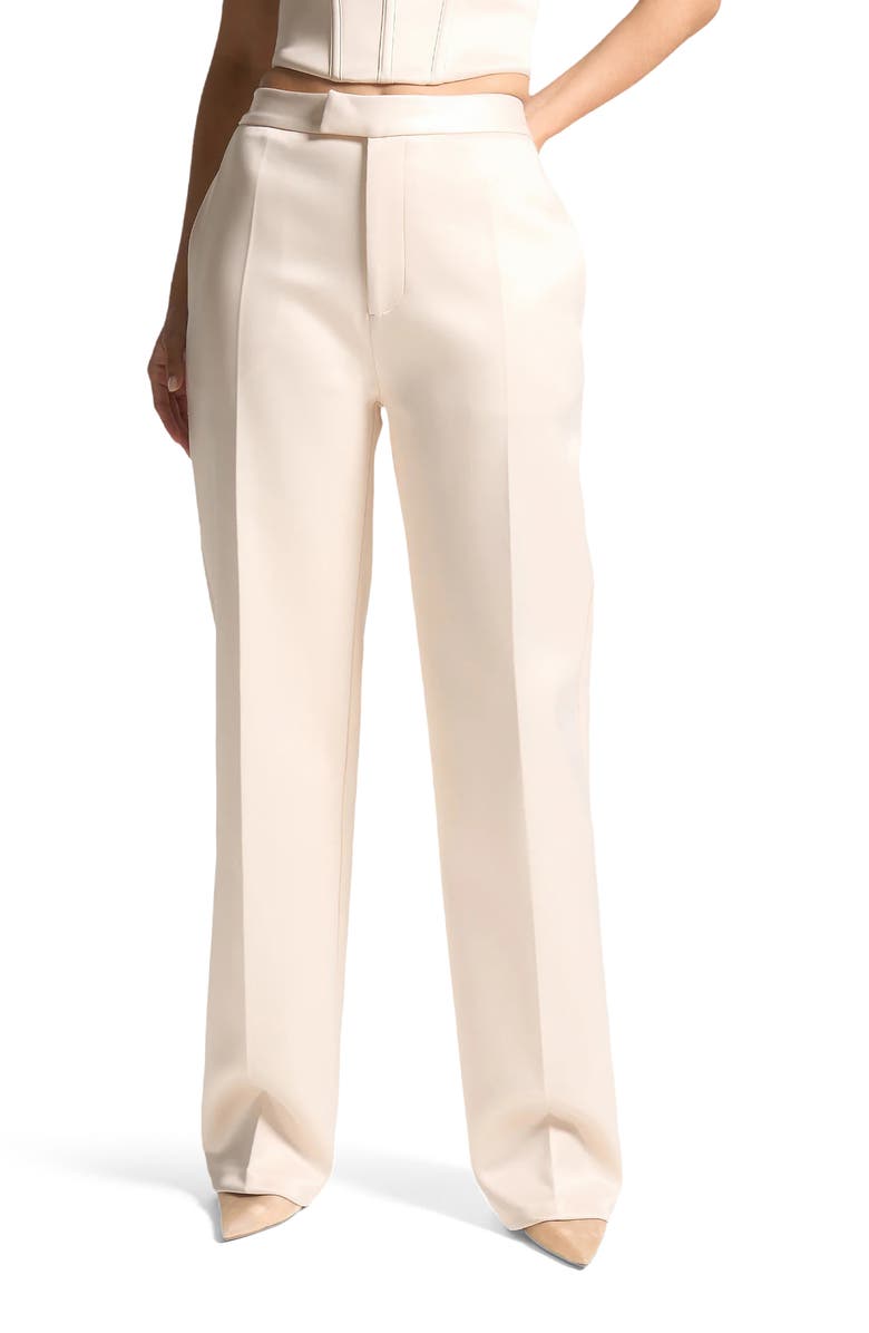 Manière De Voir Bella Satin Tailored Trousers, Alternate, color, Champagne