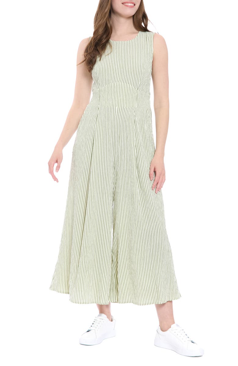 London Times Stripe Crop Wide Leg Jumpsuit, Alternate, color, Olive