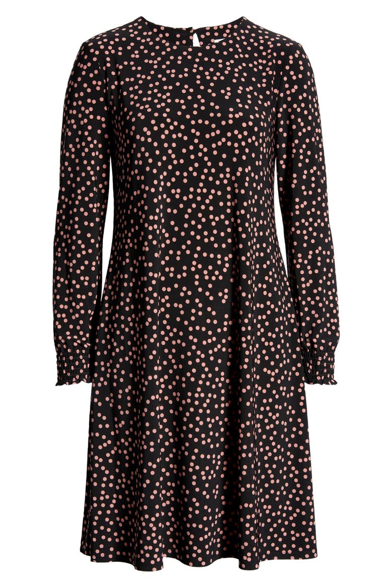 Scattered Dot Long Sleeve Knit Shift Dress, Alternate, color, ANNE BLACK/ ANISE