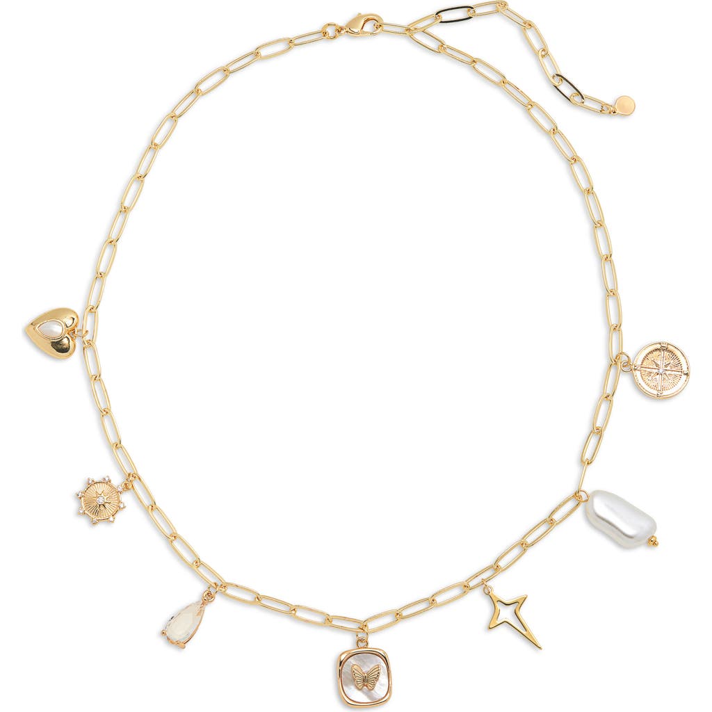 Panacea Faux Pearl Charm Necklace