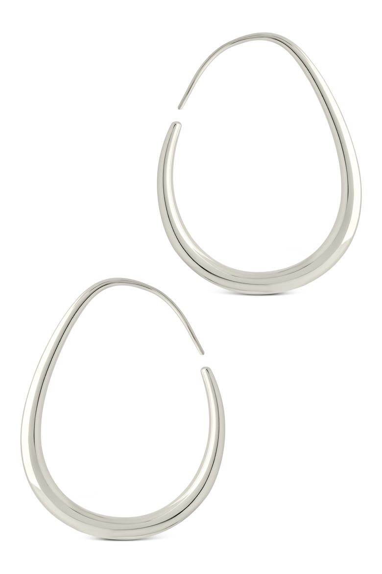 Rosabel Threader Hoop Earrings, Alternate, color, SILVER