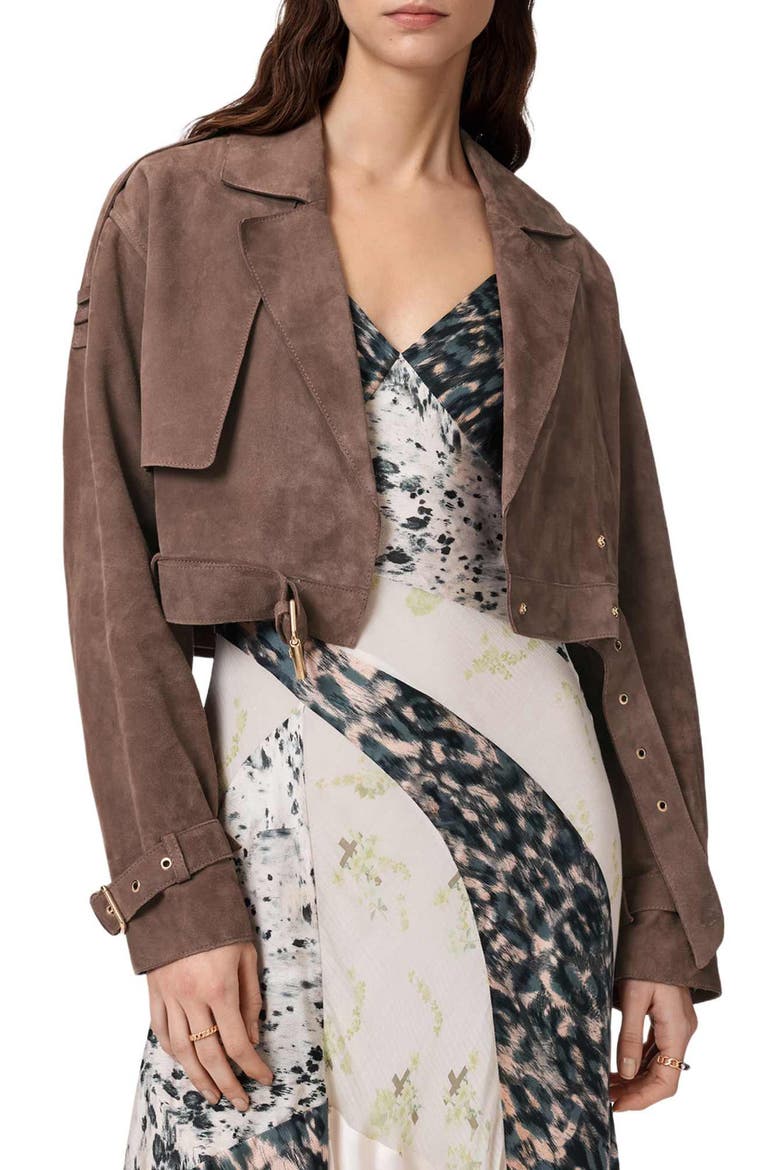 Ophelia Suede Jacket, Alternate, color, MOLE BROWN