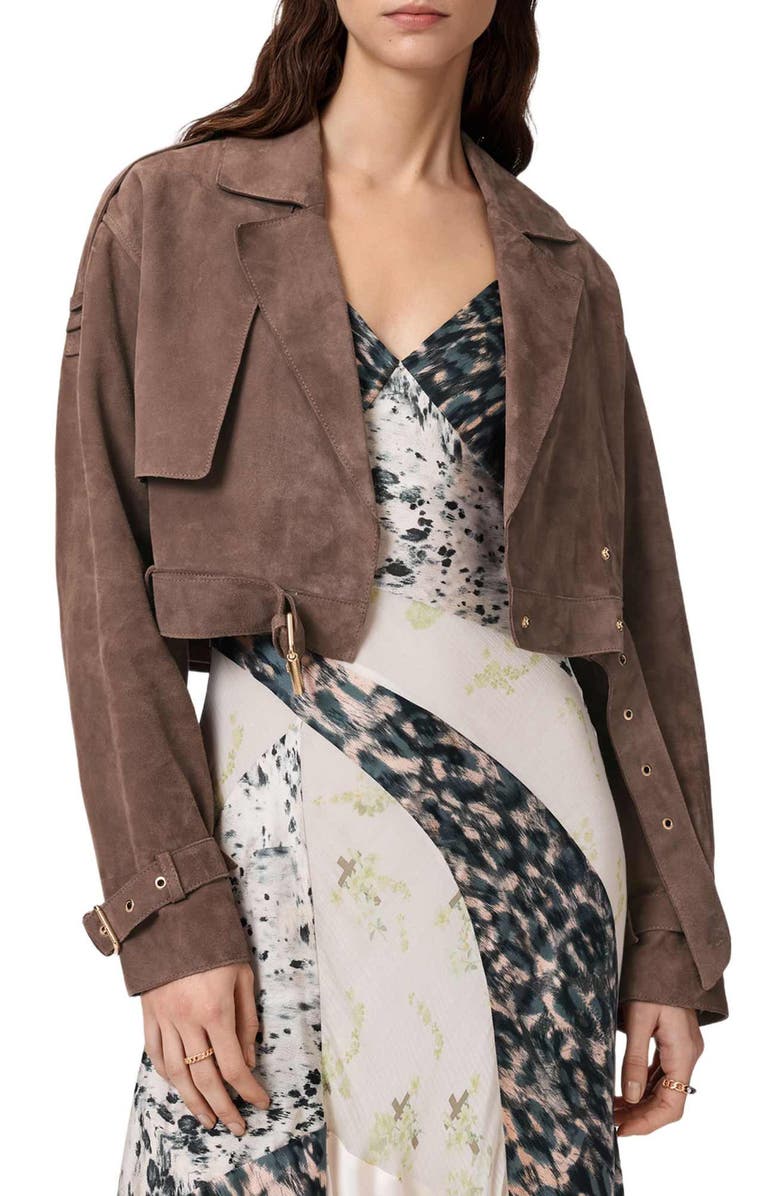 AllSaints Ophelia Suede Jacket, Alternate, color, 