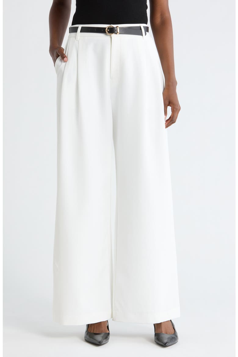 Double Pleat Wide Leg Pants, Main, color, WHITE