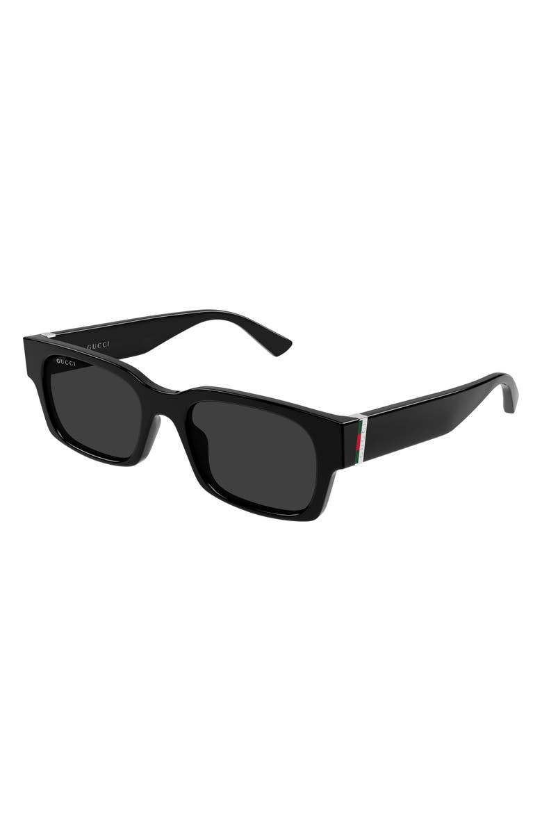 Gucci 52mm Rectangular Sunglasses, Alternate, color, Black