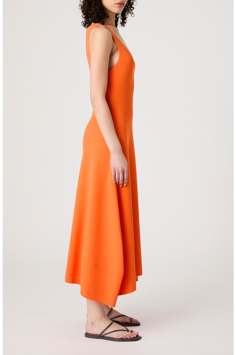 Knit Fit & Flare Midi Dress, Alternate, color, MIAMI ORANGE