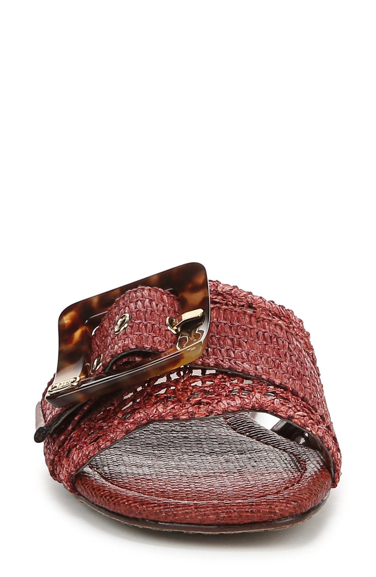 Bambi Raffia Buckle Slide Sandal, Alternate, color, WARM SIENNA