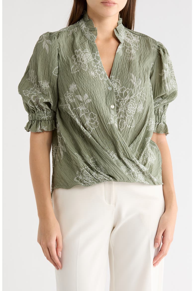 Ruffle Neck Top, Main, color, SAGE