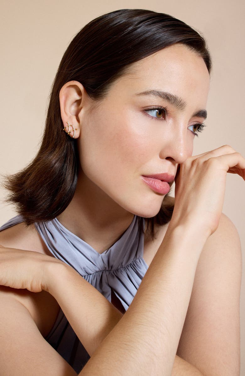 Nadri The Perfect Gift Double Cage Stud Earrings, Alternate, color, Gold