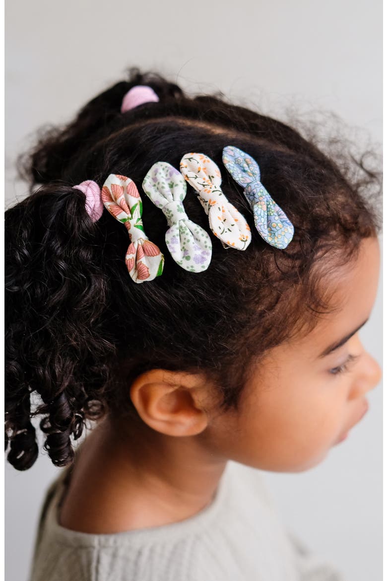 Kids' 4-Pack Flora Bow Hair Clips, Alternate, color, MEDIUM BEIGE