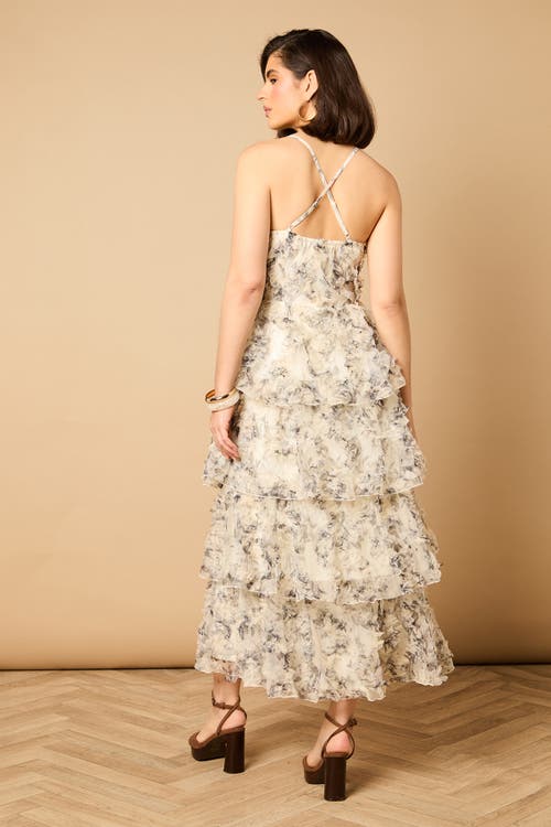 Oasis Floral Textured Strappy Midaxi Dress In Brown