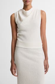 Vince Shadow Grid Cowl Neck Sleeveless Top