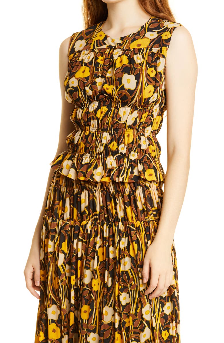 Rebecca Taylor Floral Mesh Sleeveless Top, Main, color, Daphne Fleur Black C