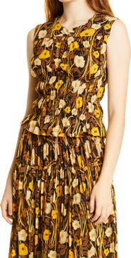 Rebecca Taylor Floral Mesh Sleeveless Top