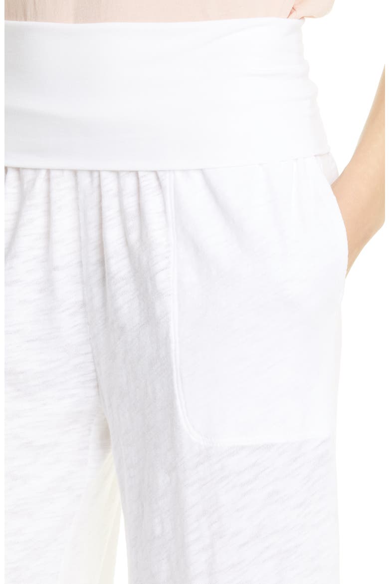 Foldover Waist Wide Leg Slub Jersey Pants, Alternate, color, WHITE