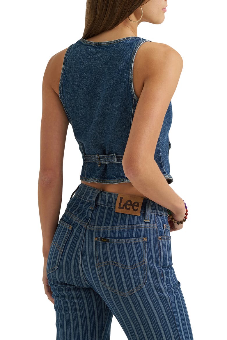 Patch Pocket Denim Vest, Alternate, color, BY THE BOOK