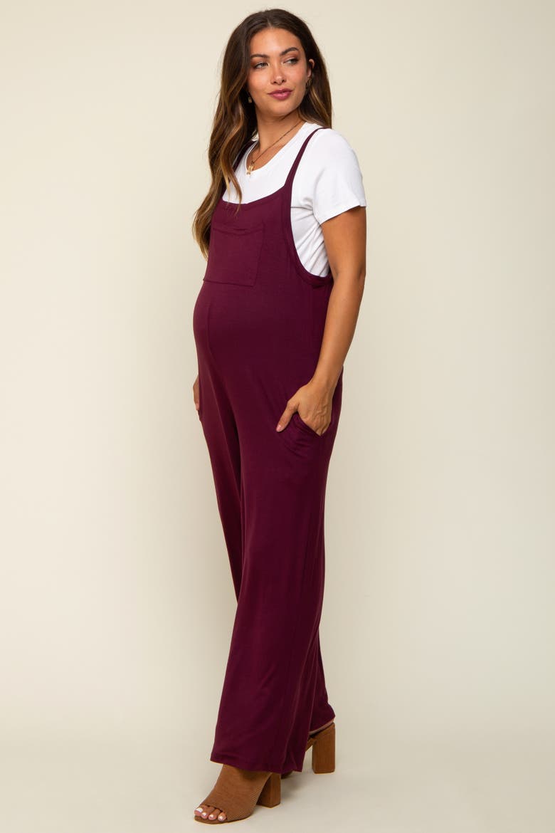 Sleeveless Pocketed Wide Leg Jumpsuit, Alternate, color, Burgundy